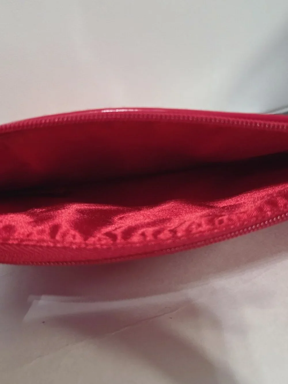Giorgio Armani Parfums Red Patent Cosmetic Pouch Wristlet Rhinestone A Charm